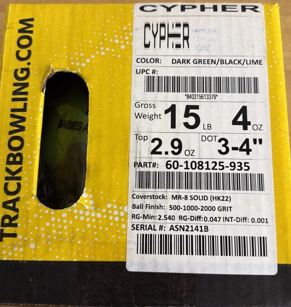 15lb Track Cypher Bowling Ball NIB!