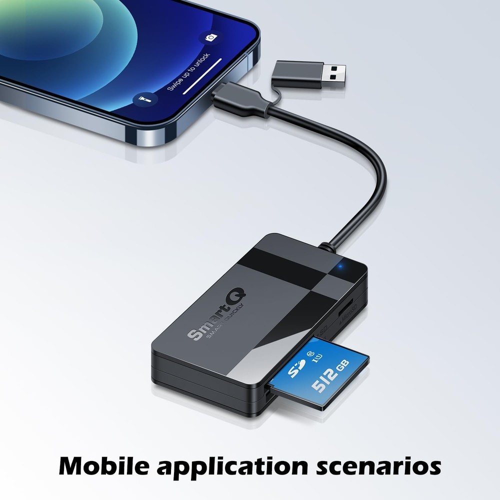 SD Card Reader, Memory Reader 4 in 1 USB C 3.0 Dual Connector A