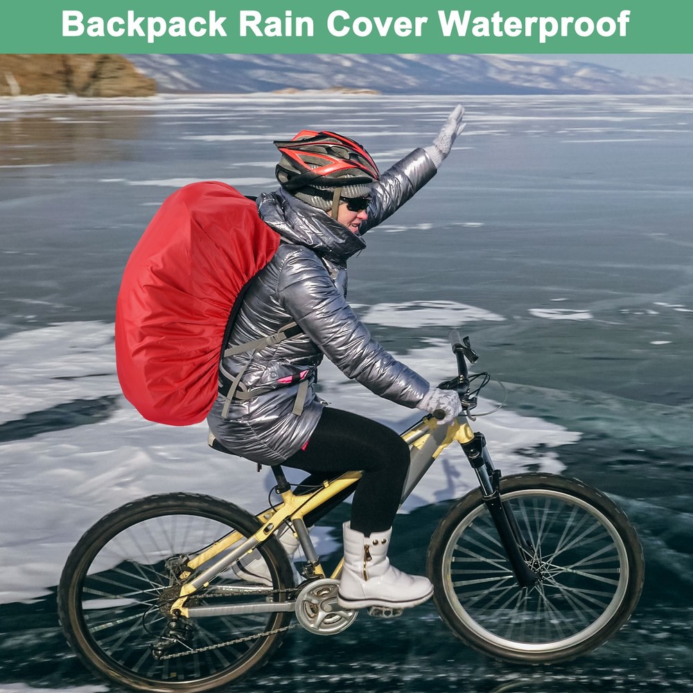 65L-75L Backpack Rain Cover with A Vertical Reflective Strap [Red]