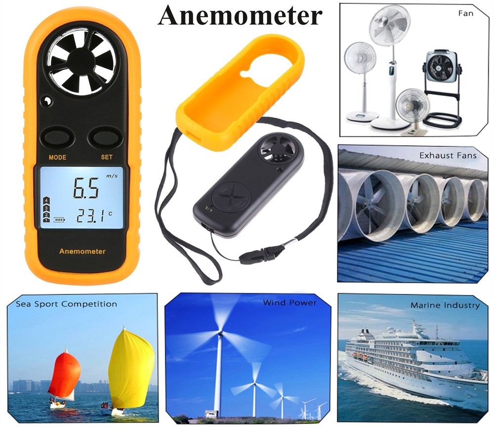 Mini LCD Digital Anemometer Wind Speed Air Velocity Temperature Measuring E8E2
