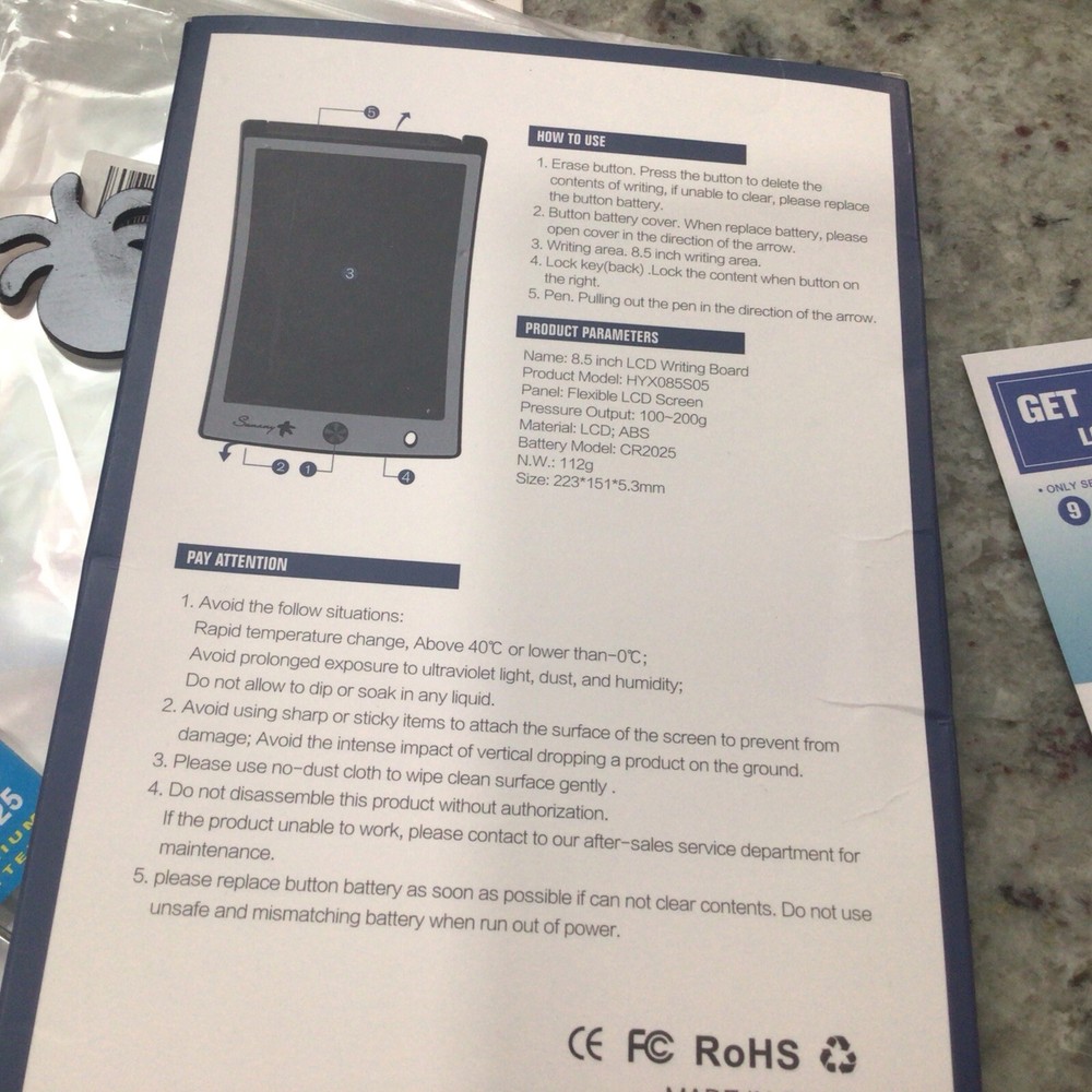 8.5” Electronic Digital LCD Writing Drawing Tablet Pad Graphics Board Notepad