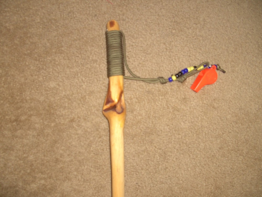 Diamond Willow Walking Stick 33" long w/ cord handle and whistle