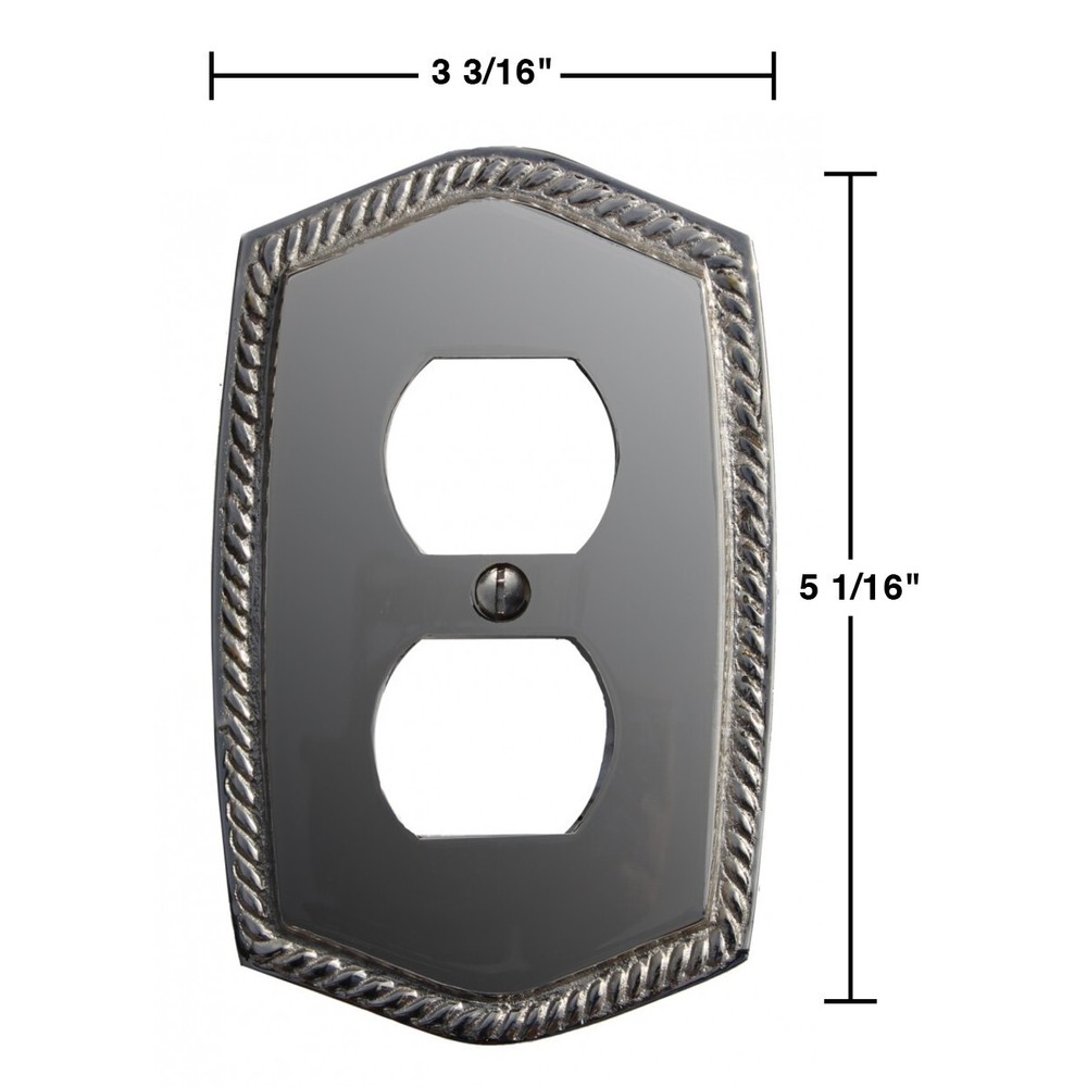 Switchplate Roped Chrome 5 1/16" H Single Switch Solid Brass Renovators Supply