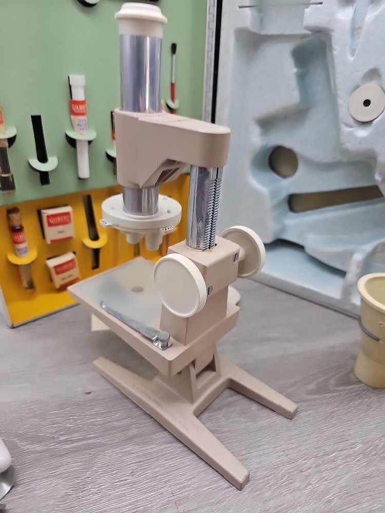 GILBERT Microscope & Lab Set in metal case incomplete