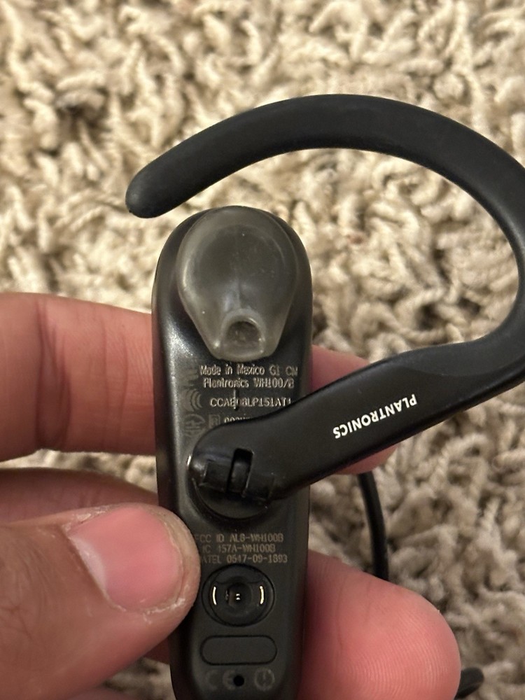 GENUINE Plantronics WH100B Wireless Bluetooth Headset Black With Charging Cord!