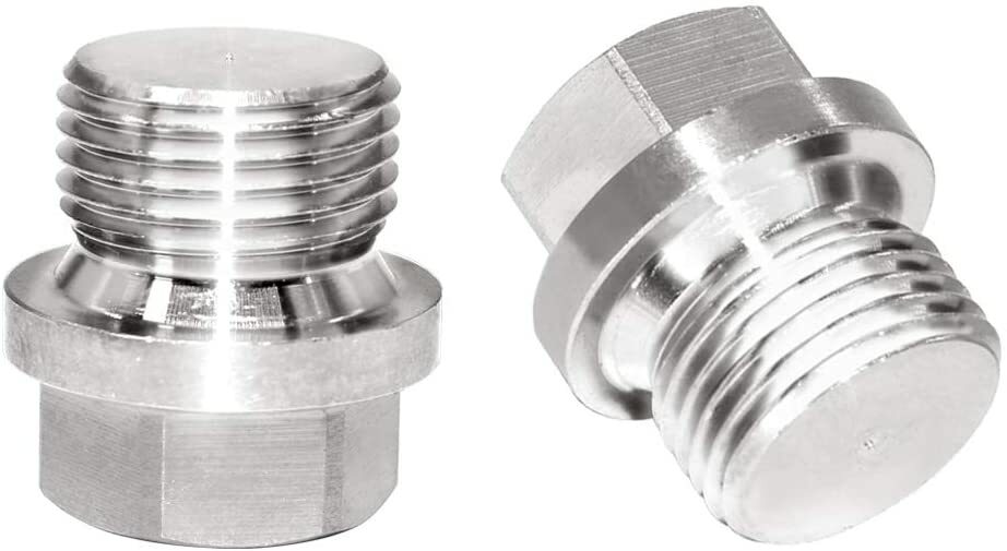 2Pcs Stainless Steel Outer Hex Head Flange Pipe Fitting Plug M18x1.5 Thread