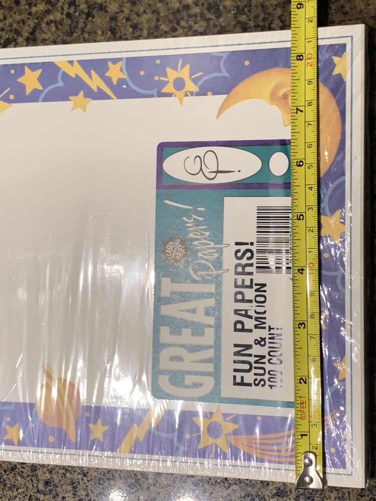 Vtg Great Papers! Fun Sheets Sun And Moon ~100 White Sheets Celestial Edge Boho