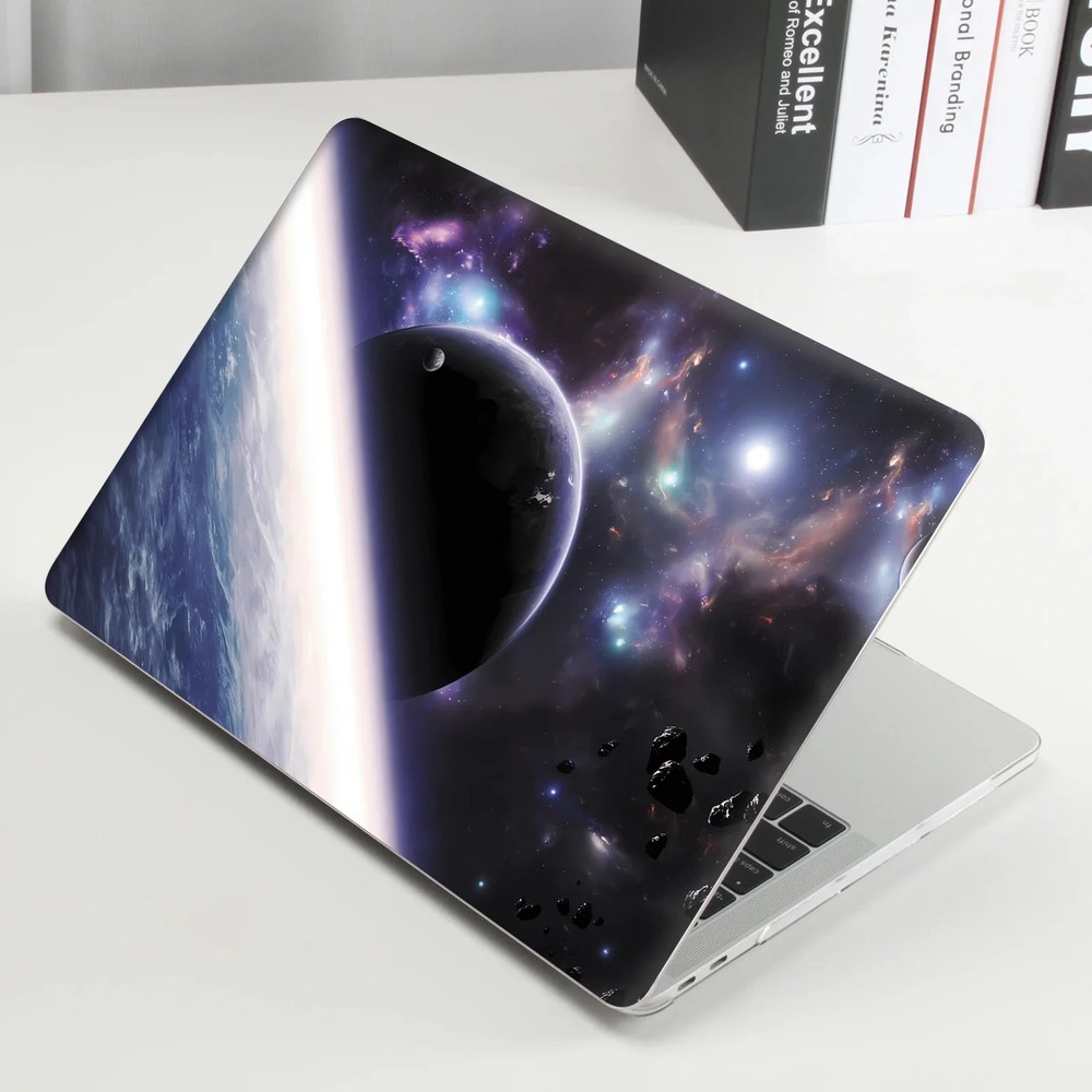 2pcs Space Nebula Galaxy Laptop Sticker Removable Decal Scratch Resistant Case