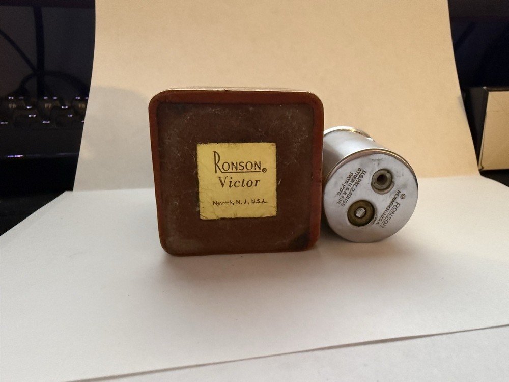 Ronson Victor Table Lighter Brown and Gold Base with Insert