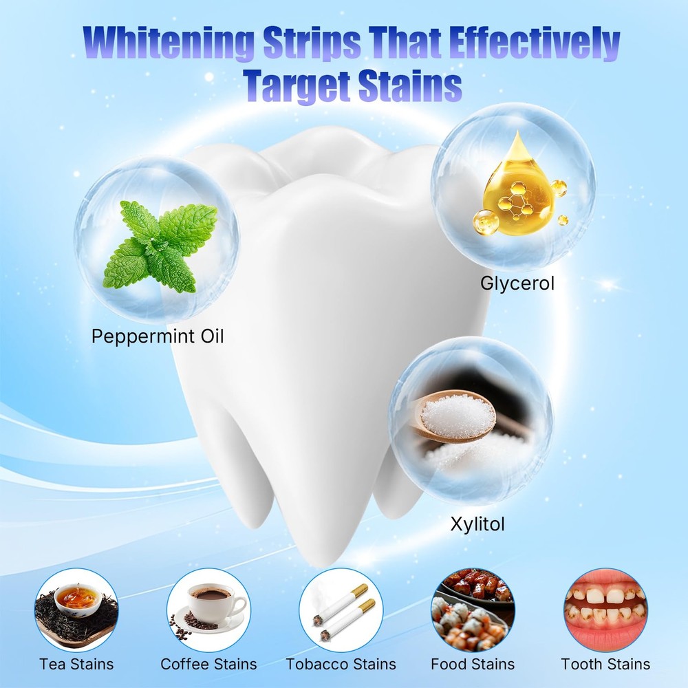 Natural Teeth whitening Strips Sensitive White Strips for Teeth whitening-7 D...