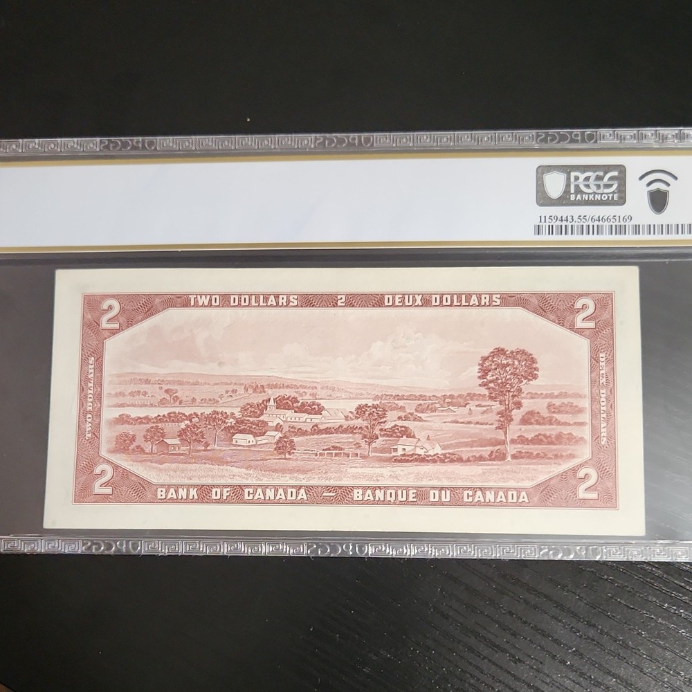 1954 Canada $2 Replacement Note PCGS Graded 55 About UNC Certified Banknote