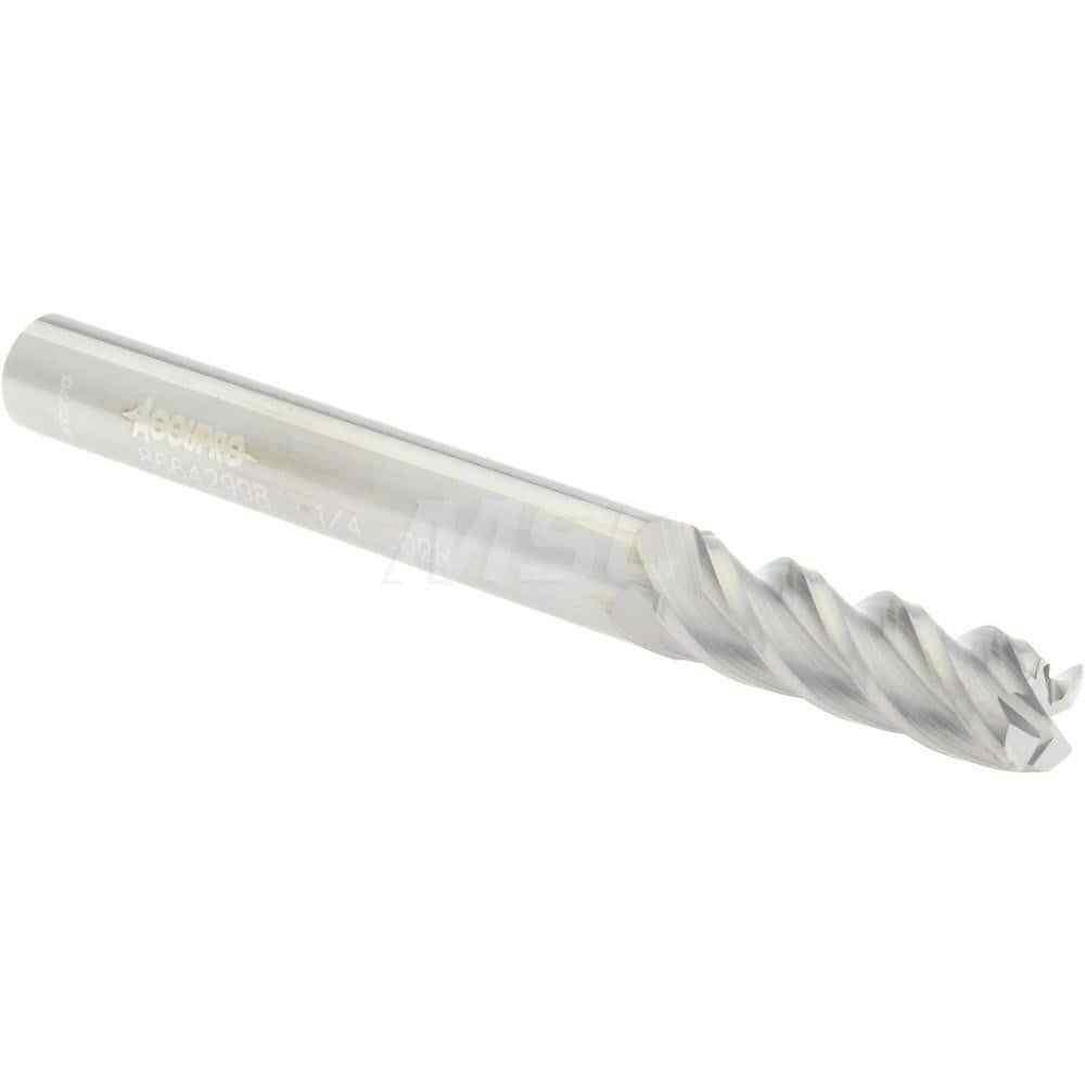 Accupro 1/4" Diam 4 Flute Single End Solid Carbide 0.02" Corner Radius End Mi...