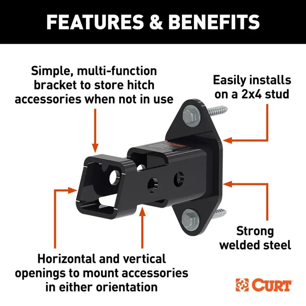 CURT Hitch Accessory Steel Wall Mount for 2" Receivers 45069