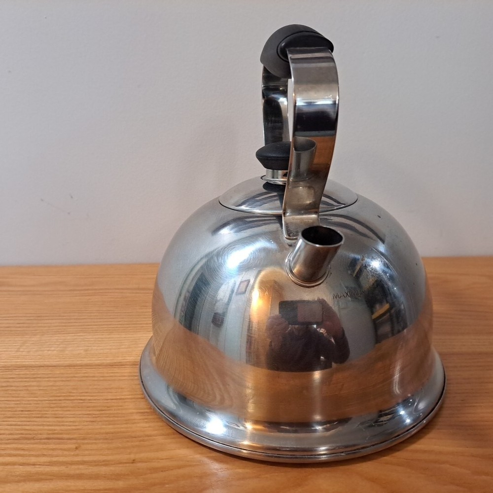 Farberware Stainless Steel Tea Kettle Silver 2 Quart Black Handles