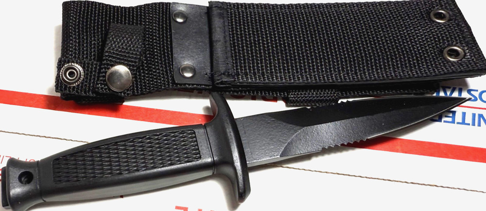 STURM MILTEC COMBAT KNIFE / MULTI-PURPOSE SERRATED BOOT KNIFE W/ SHEATH      (