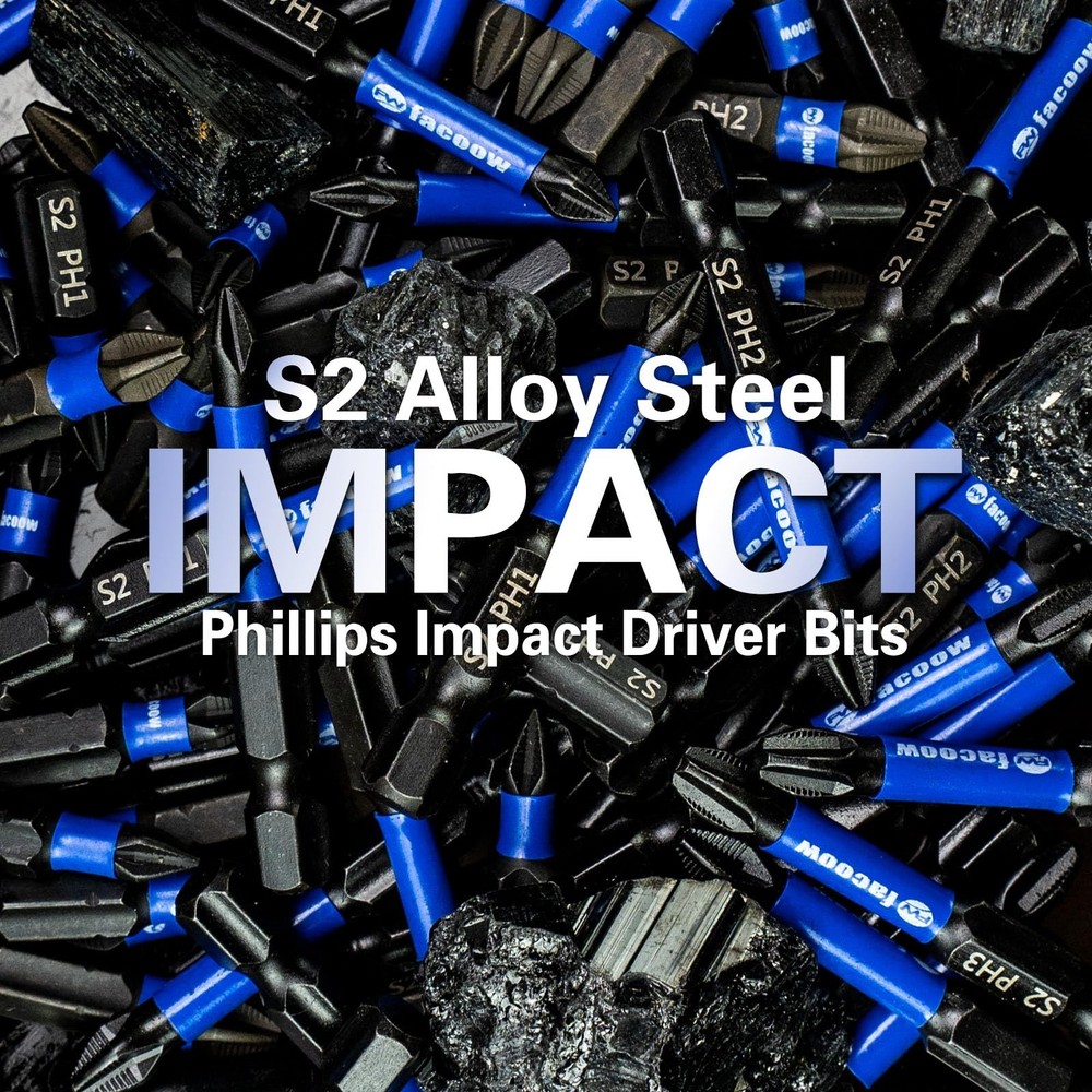 Facoow 20 Pack Phillips Impact Driver Bits, #2 Head PH2, 1"*20pcs