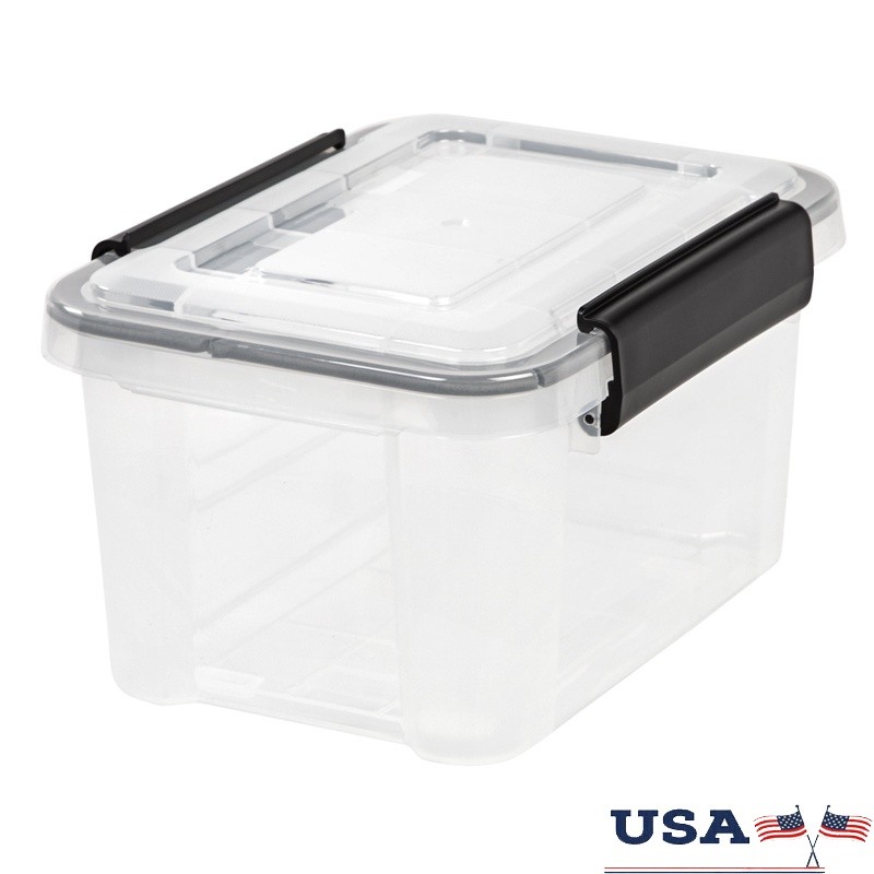WeatherPro 6.5 Quart Storage Container Stackable Plastic Bin W/ Latching Lid New
