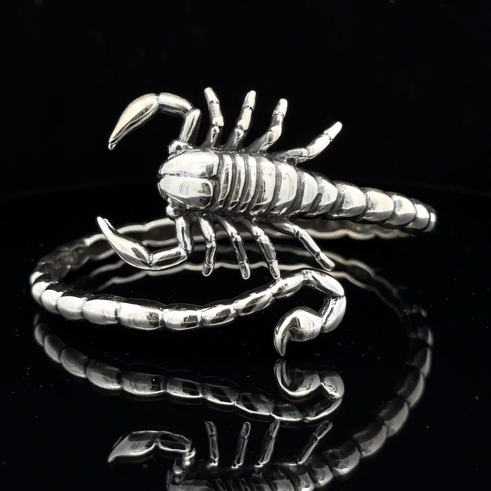 Scorpio Bangle in Solid 925 Silver – Bold Biker & Gothic Statement Bracelet