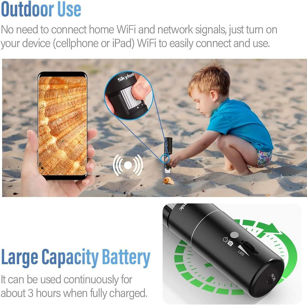 Wireless Digital Microscope, Skybasic 50X-1000X Magnification Wifi Portable Hand