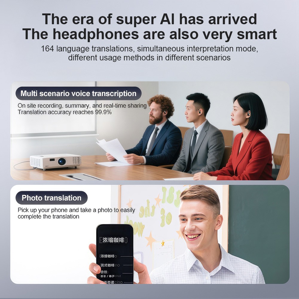 AI Language Translator Wireless 5.4 Earbuds,fit ios & Android, Smart Translation