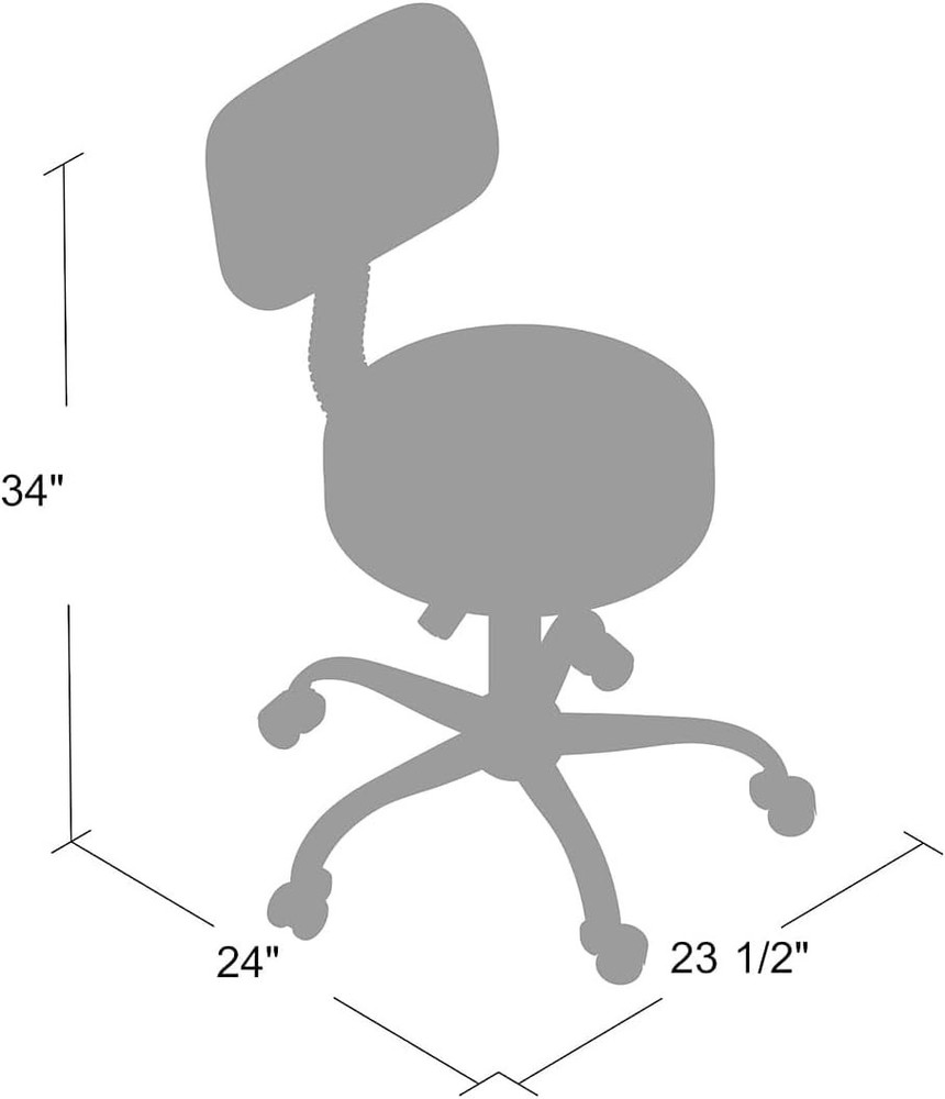 Ergonomic Adjustable Drafting Stool with Back Cushion - Grey & Chrome Finish
