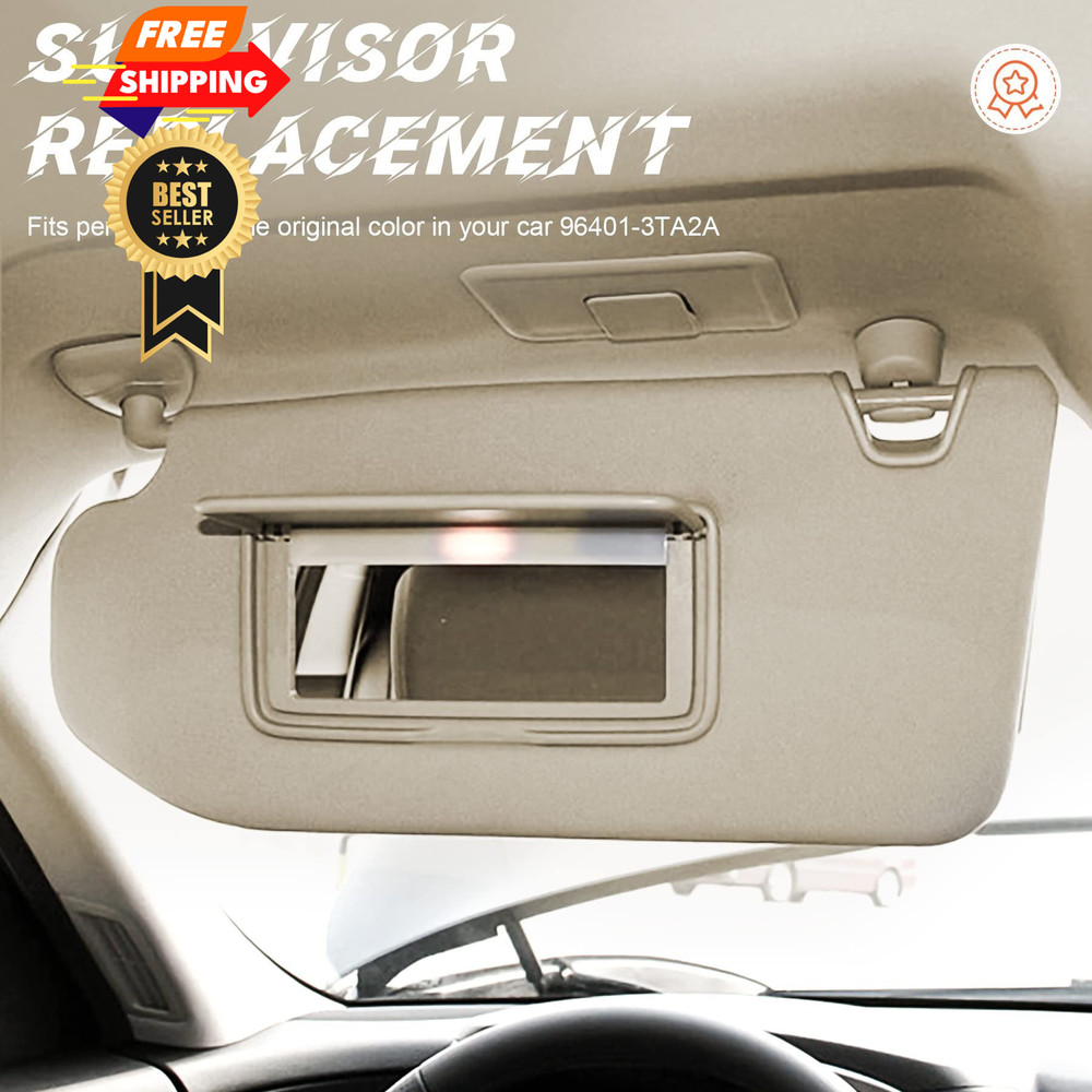 Beige Driver Left Side Sun Visor Replacement Side,