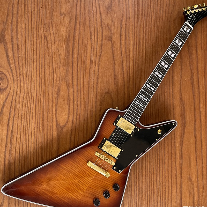 Sunburst Custom Electric Guitar 6 String Solid Body H-H Pickups Flamed Maple Top