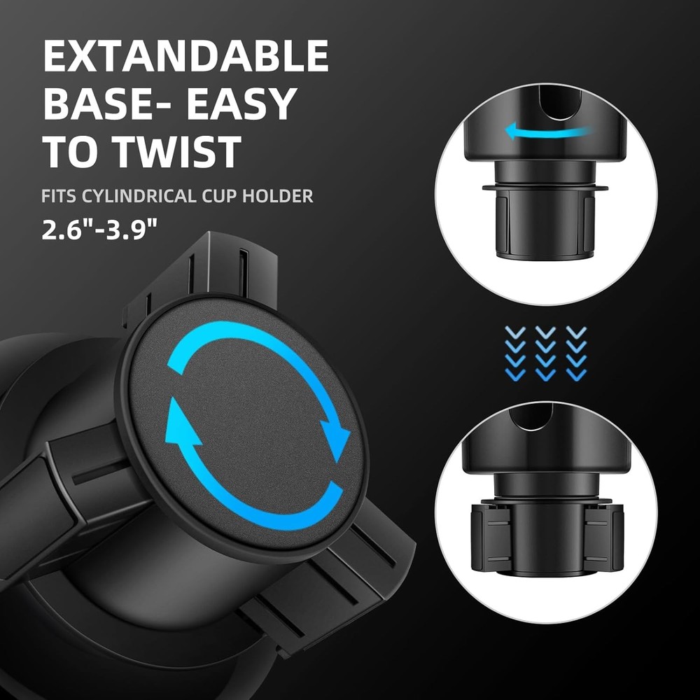 Car Cup Holder Expander, Extender for with Adjustable black