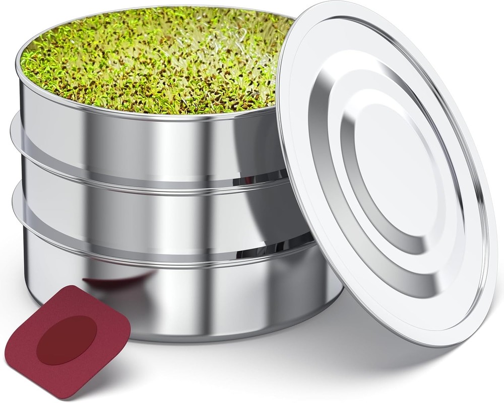 ZESTIGREENS Stainless Steel Seed Sprouter Kit - Stackable 3-Tier Seed Sprouting