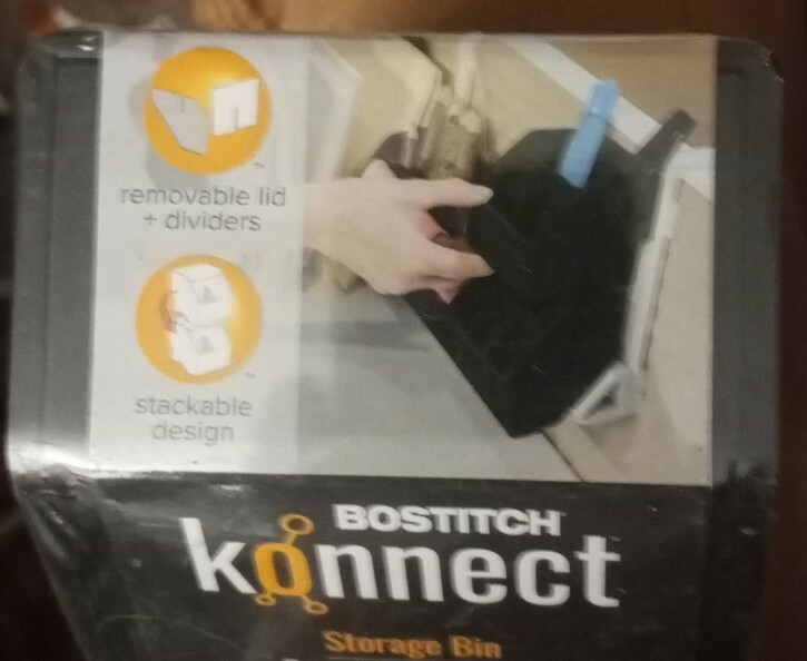 BOSTITCH KONNECT BLACK STORAGE BIN Organizer With Removable Lid & Divider
