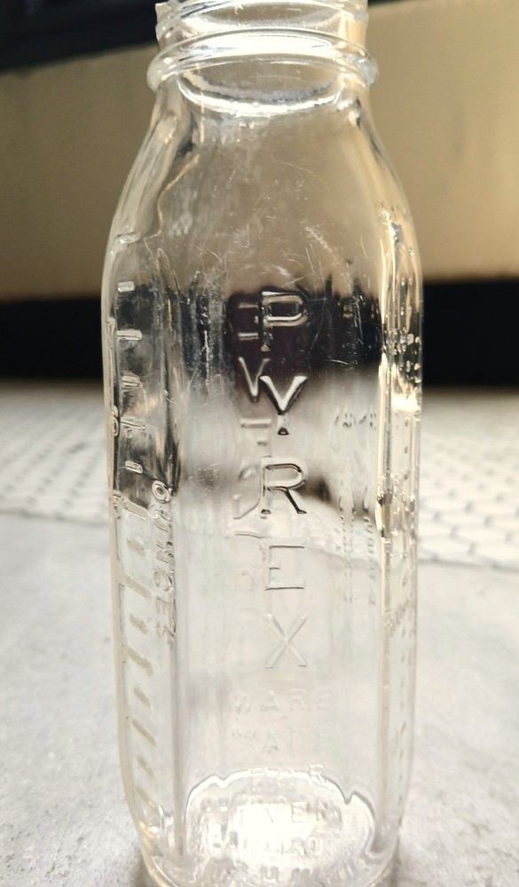 vtg Pyramid Pyrex Evenflo baby bottle embossed 1950s