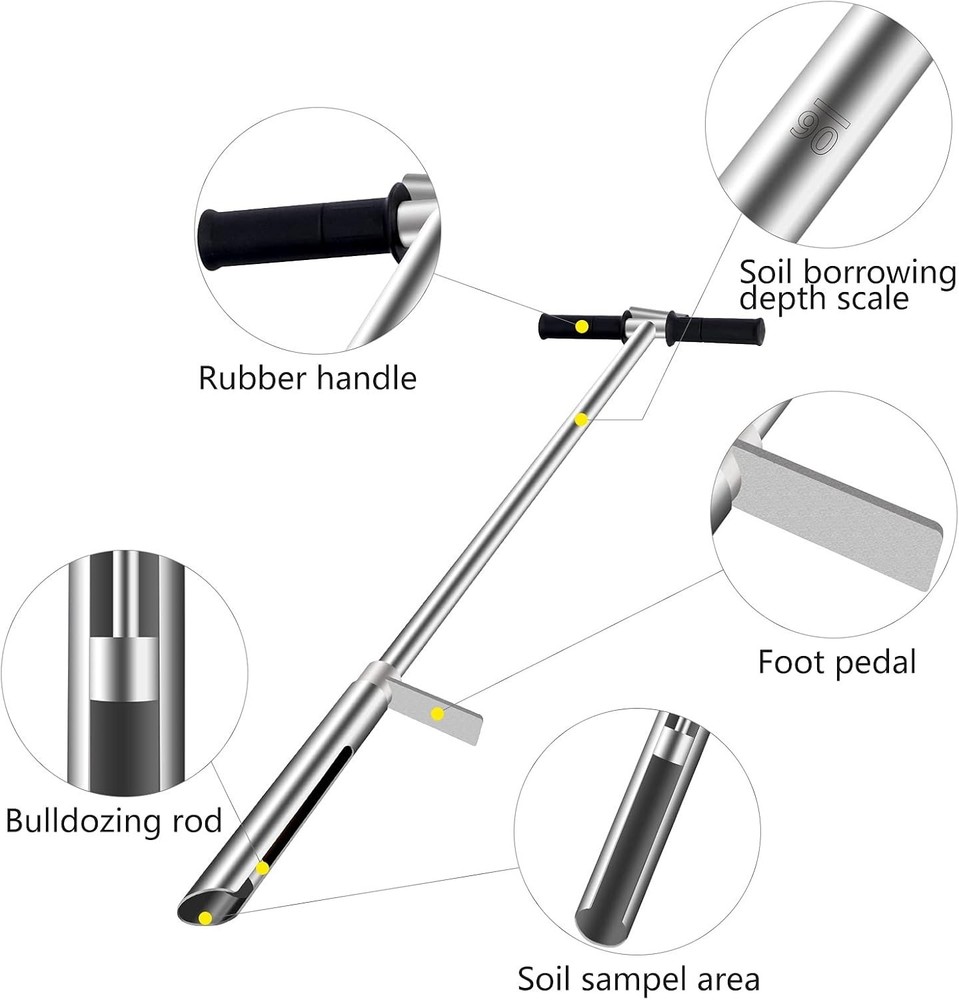 40-Inch Soil Sampler Probe - Easy Soil Extraction with Ejector & Foot Pedal