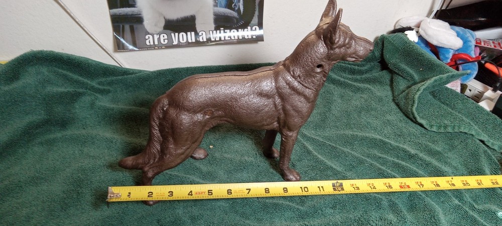 Antique German Shepherd Cast Iron Doorstop Heavy has issues Read Look!
