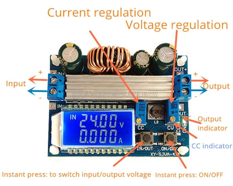 DC-DC 35W LCD CC CV Buck Boost Power Supply Step Up Down Digital Display Module