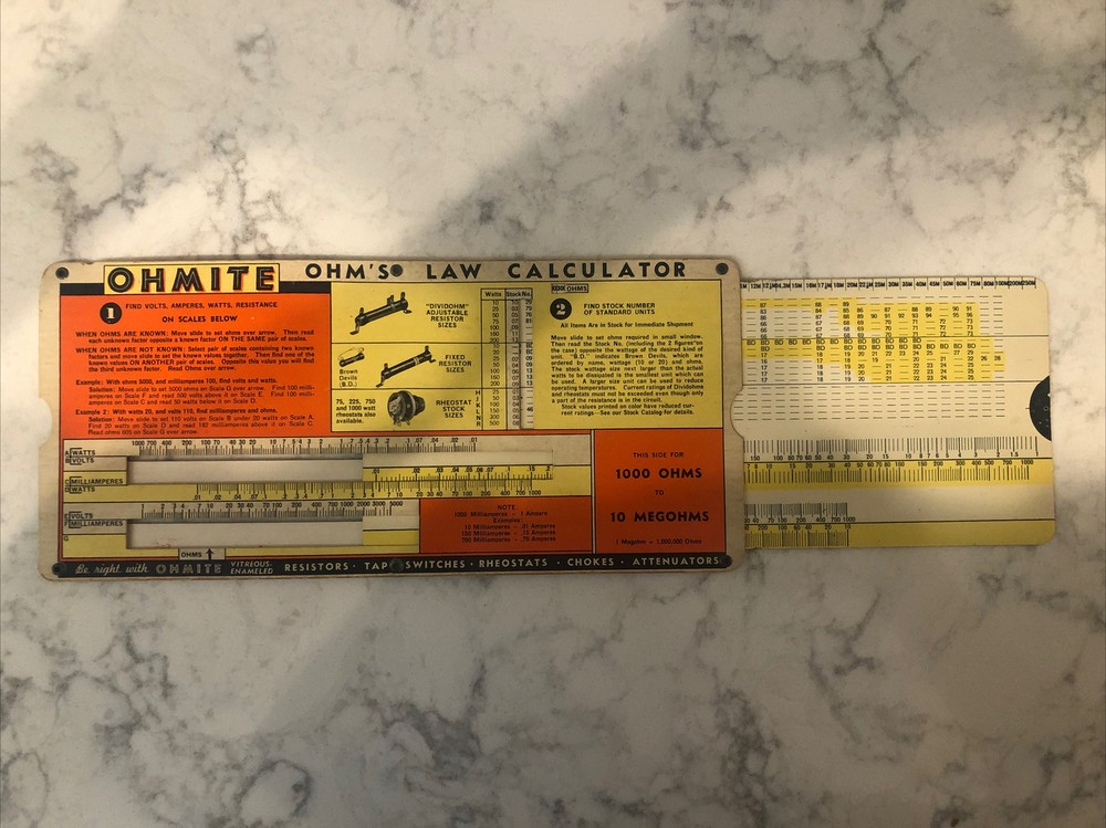 OHMITE Law Calculator. 1941