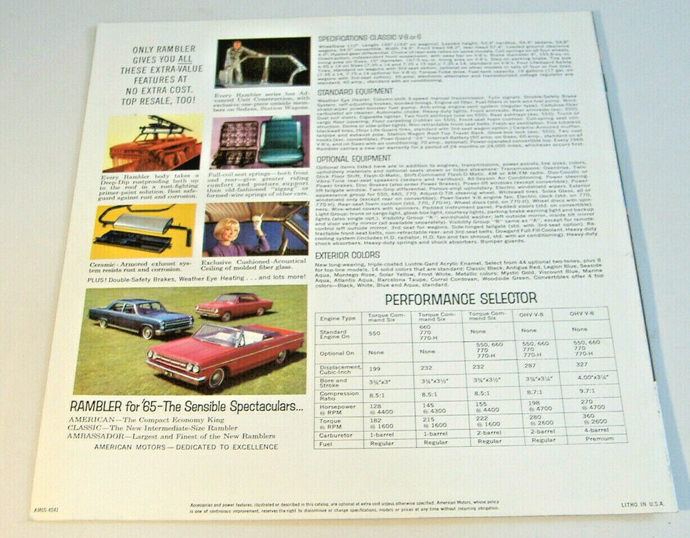 1965 RAMBLER CLASSIC ~ AUTOMOBILE BROCHURE