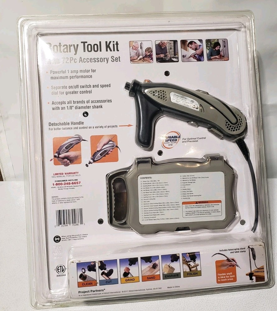 Project PartnersRotary Tool Kit with 72 PC Accessory Kit