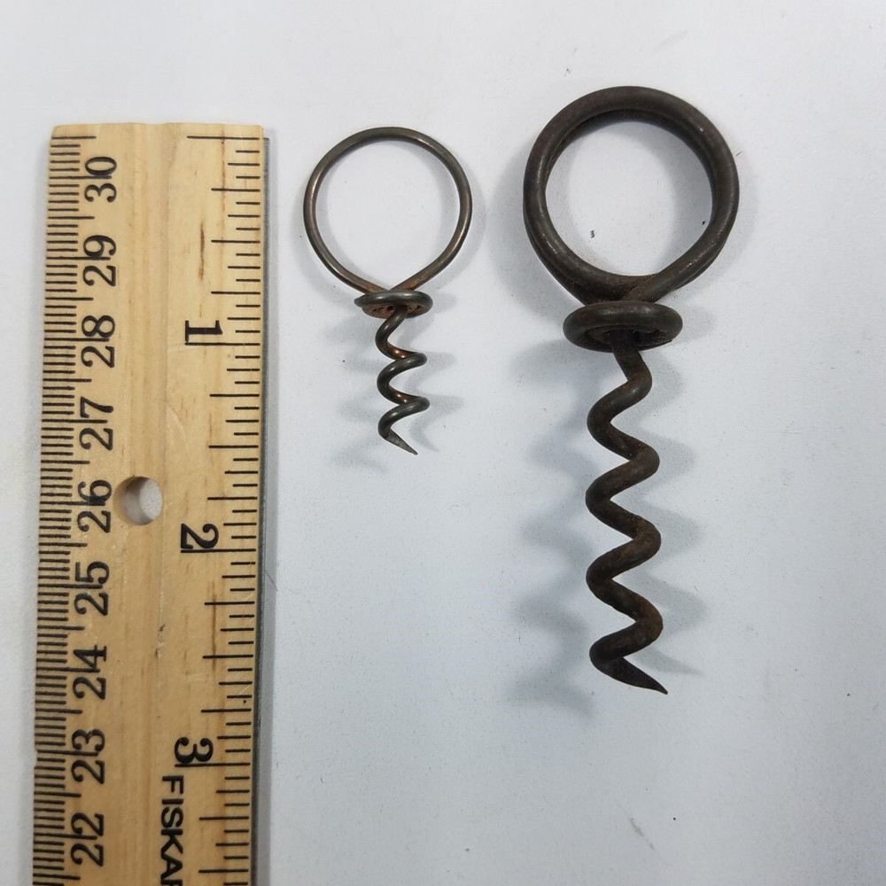 Lot 2 Vintage Finger Loop Twisted Wire Corkscrews 1 Single Loop 1 Double