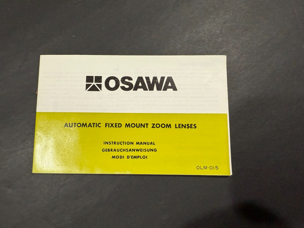Osawa Automatic Fixed Mount Zoom Lenses Instruction Manual