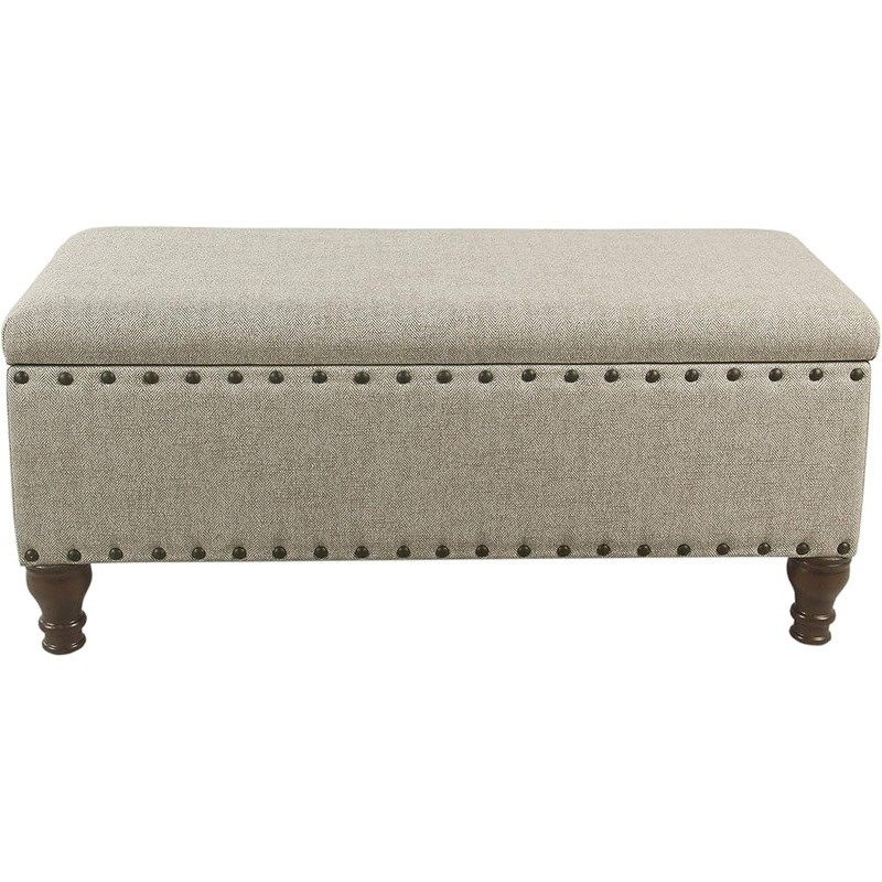 Storage Ottoman Bench Upholstered Rectangular Coffee Table Living Room New