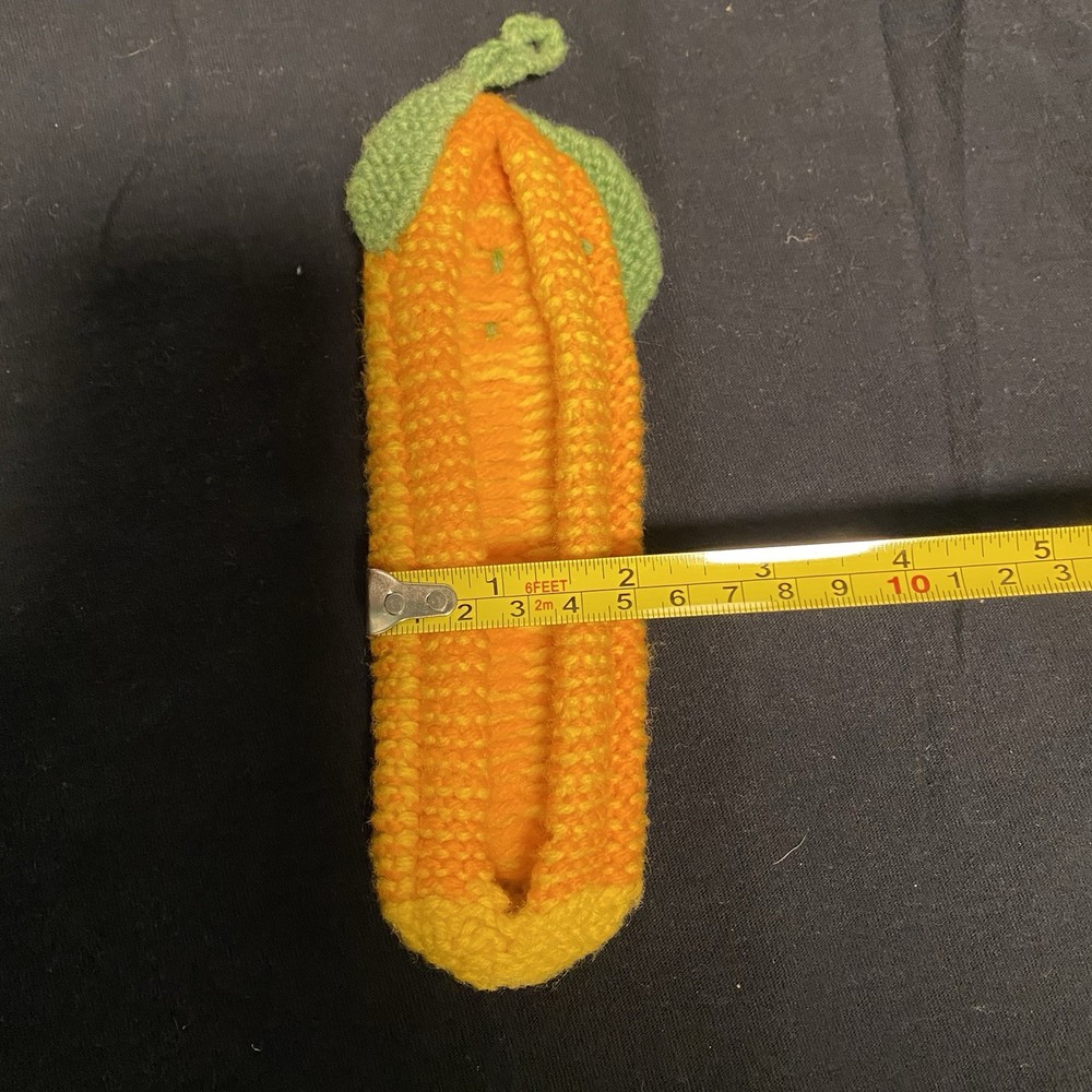 Hand Crocheted Vintage Squash Pouch - Orange/Yellow