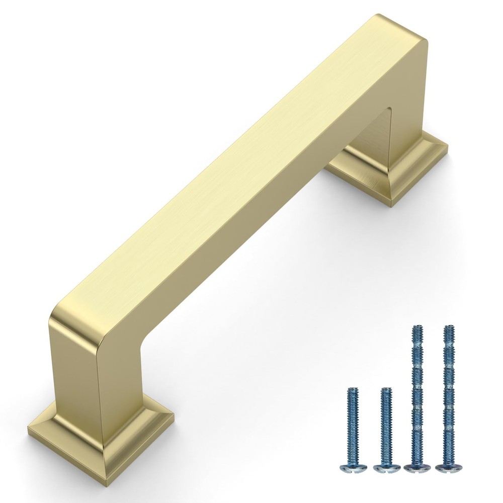 10 Pack 3"(76mm) Brushed Gold Cabinet Pulls Kitchen Cabinet Handles Gold Draw...