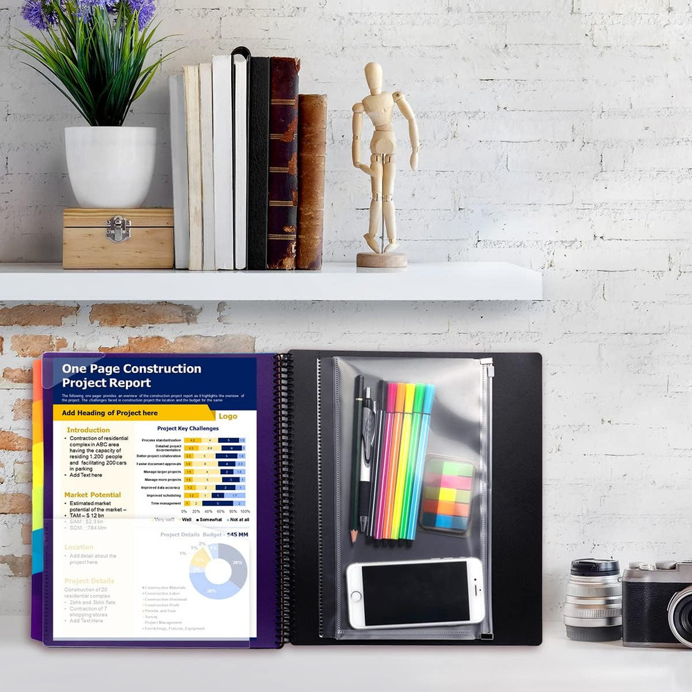 12 Pocket Poly Project Organizer, Spiral Multi Pocket Folder Organizer, Multi-Su