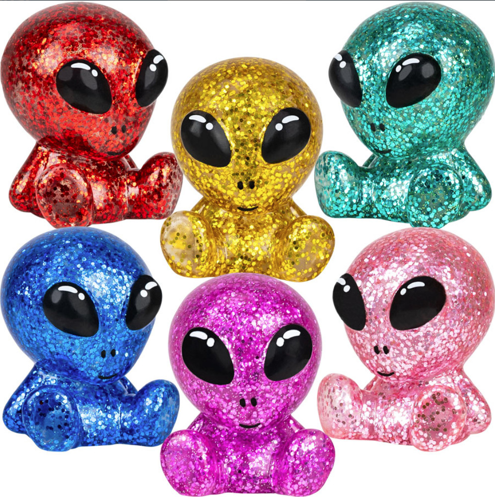 Sitting Glitter Aliens - 2 Inch- 12pcs