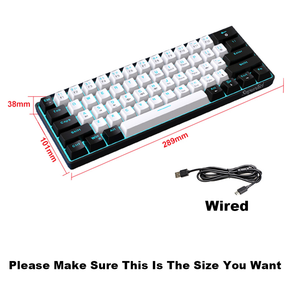 Snpurdiri 60% Wired Gaming Keyboard Blue LED Backlit Small 61 Keys Red Switch