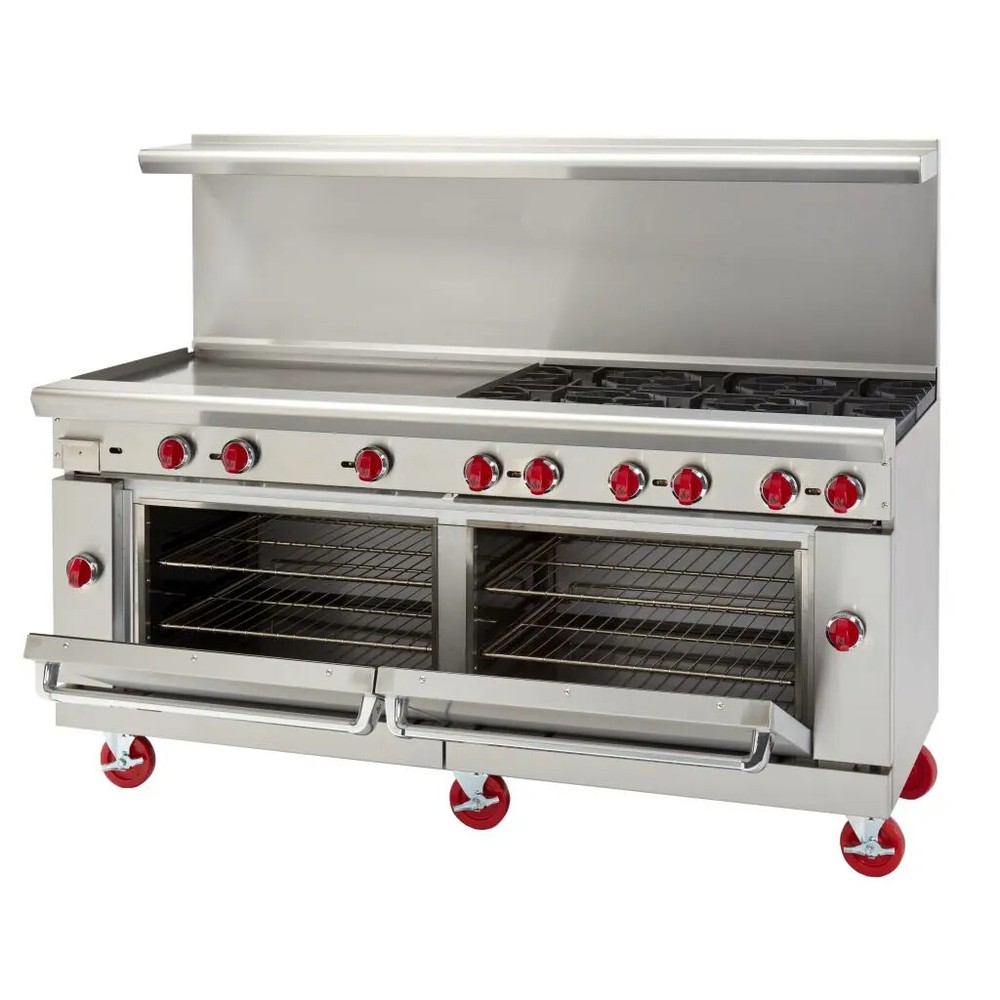 American Range 72" Commercial 6 Burner Gas Range w/ 36" Manual Griddle