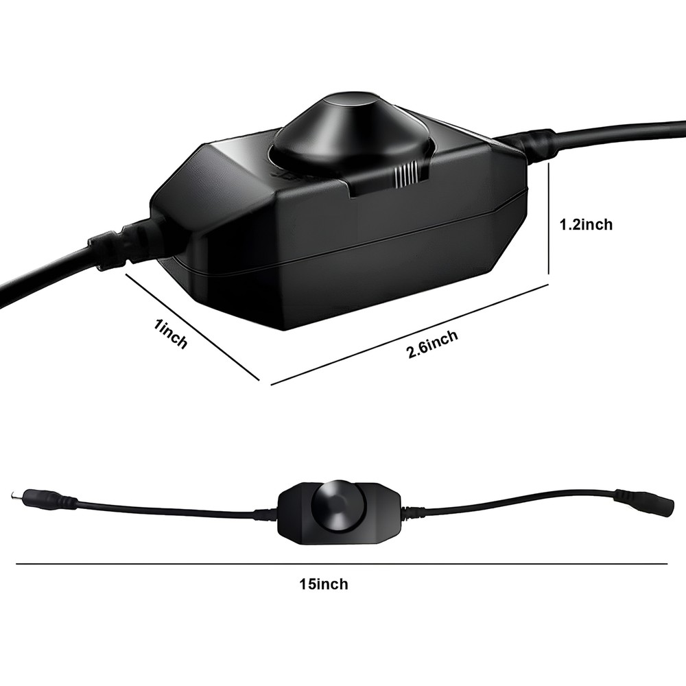 (5-pack) Inline Manual Dimmer Switch for LED Strip Light, Black 5X