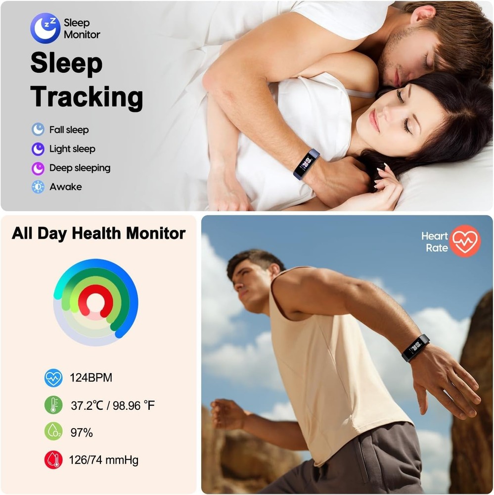 Fitness Tracker with Step/Distance/Calories Counter, Activity Tracker with He...