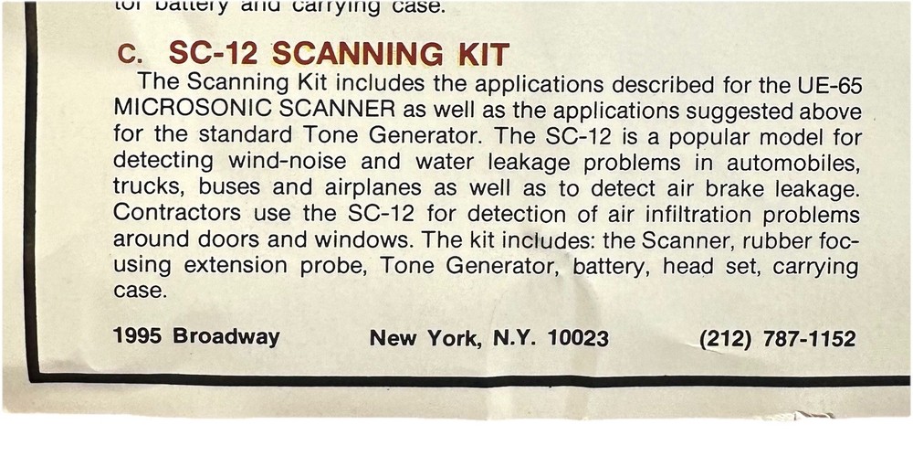 UE Ultrasonic SC-12 Scanning Kit