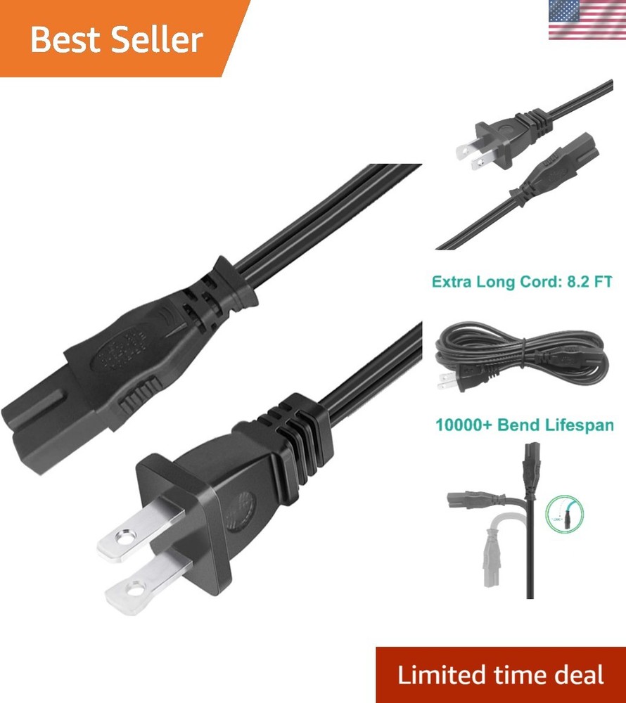 Sleek 8.2ft Replacement Power Cord for TG Series Arris Modems – Safe & Efficient